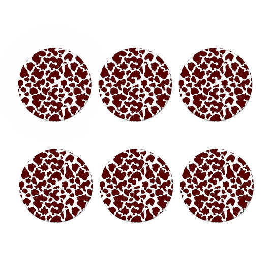 Chocolate Brown And White Cow Print Coaster Set
