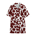 Chocolate Brown And White Cow Print Cotton Hawaiian Shirt