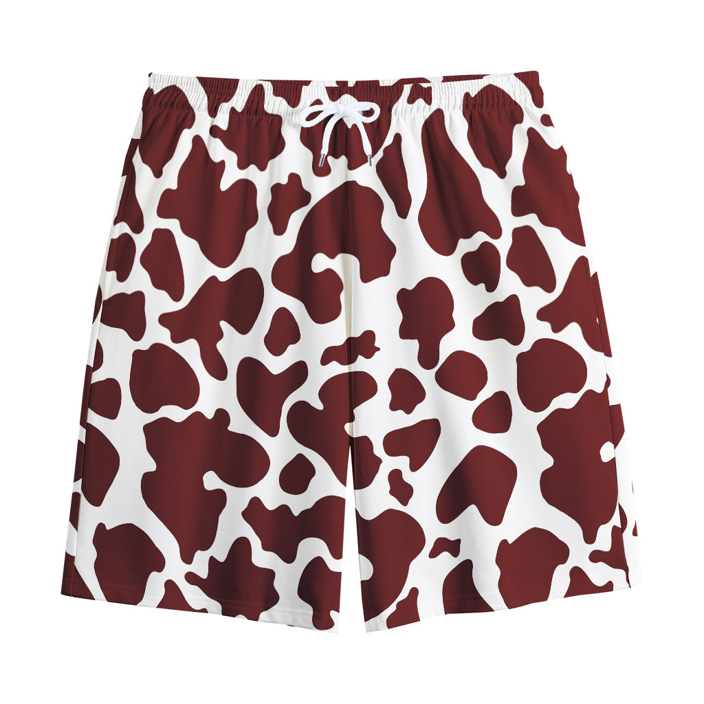 Chocolate Brown And White Cow Print Cotton Shorts