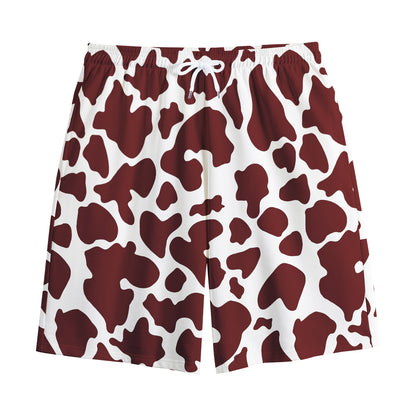Chocolate Brown And White Cow Print Cotton Shorts