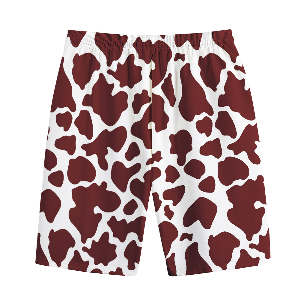 Chocolate Brown And White Cow Print Cotton Shorts