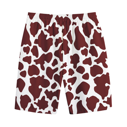 Chocolate Brown And White Cow Print Cotton Shorts