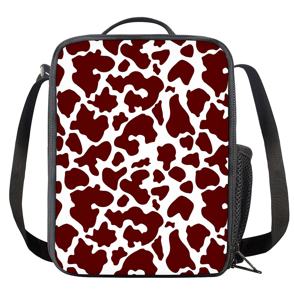 Chocolate Brown And White Cow Print Crossbody Lunch Bag