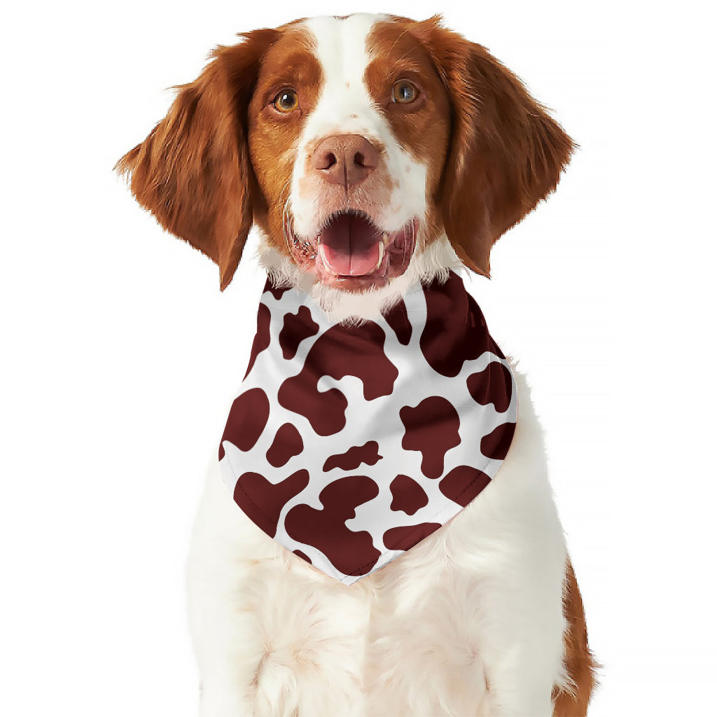 Chocolate Brown And White Cow Print Dog Bandana