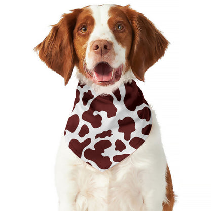 Chocolate Brown And White Cow Print Dog Bandana