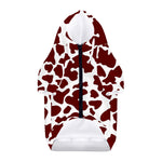 Chocolate Brown And White Cow Print Dog Zip Up Hoodie