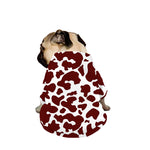 Chocolate Brown And White Cow Print Dog Zip Up Jacket