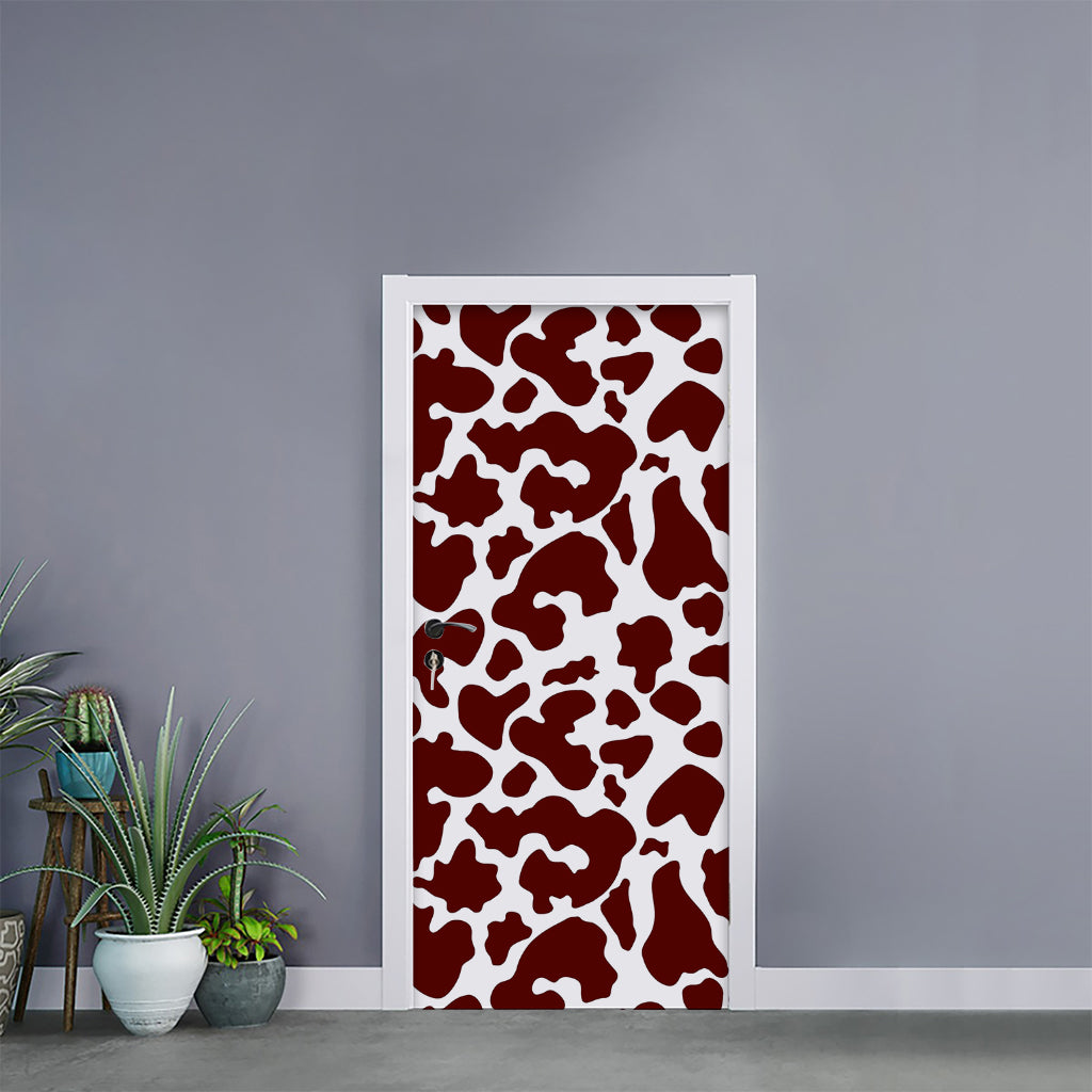 Chocolate Brown And White Cow Print Door Sticker