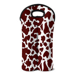 Chocolate Brown And White Cow Print Double Neoprene Wine Tote
