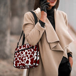 Chocolate Brown And White Cow Print Double Strap Bible Bag