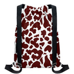 Chocolate Brown And White Cow Print Drawstring Backpack