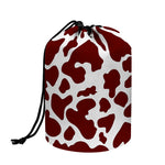 Chocolate Brown And White Cow Print Drawstring Makeup Bag