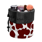 Chocolate Brown And White Cow Print Drawstring Makeup Bag