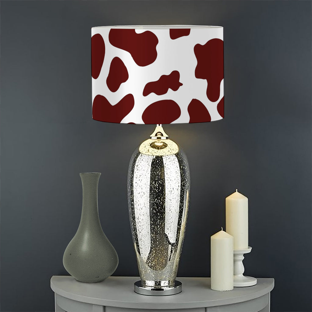 Chocolate Brown And White Cow Print Drum Lamp Shade