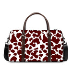 Chocolate Brown And White Cow Print Duffle Bag