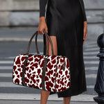 Chocolate Brown And White Cow Print Duffle Bag