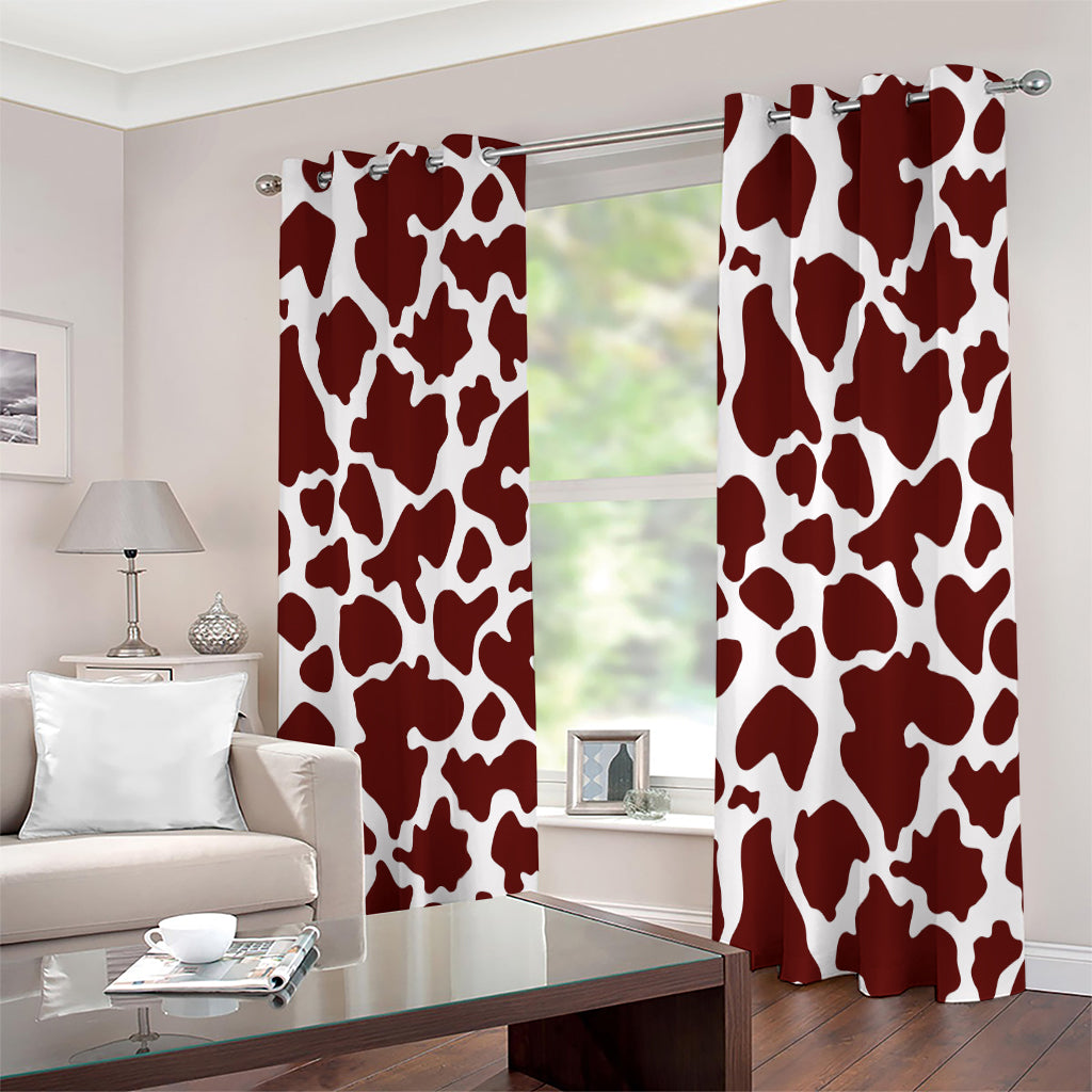 Chocolate Brown And White Cow Print Extra Wide Grommet Curtains