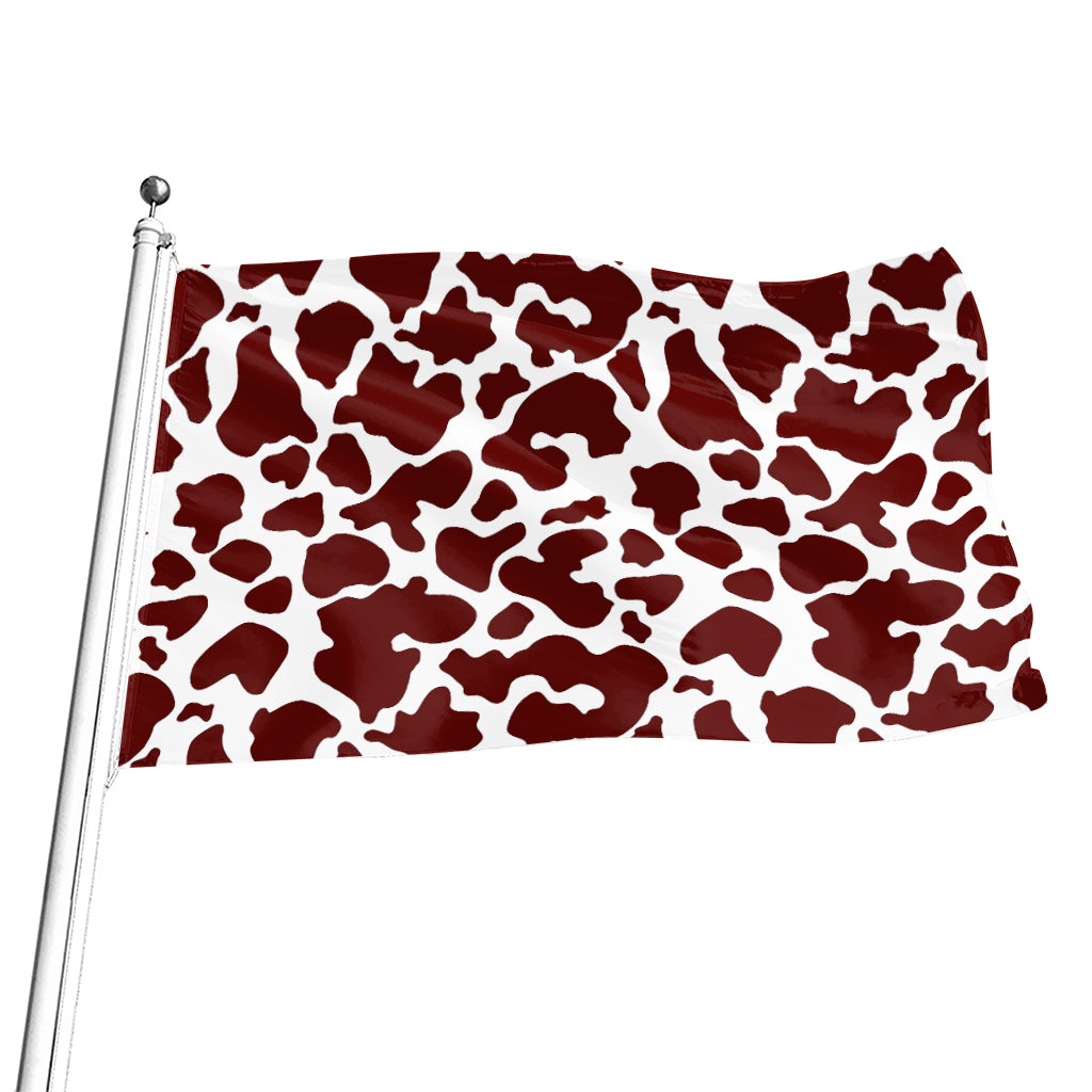 Chocolate Brown And White Cow Print Flag