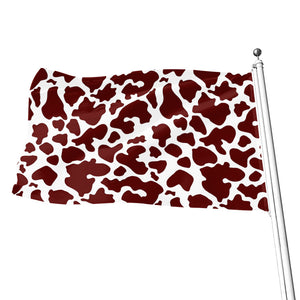 Chocolate Brown And White Cow Print Flag