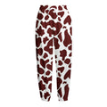 Chocolate Brown And White Cow Print Fleece Lined Knit Pants