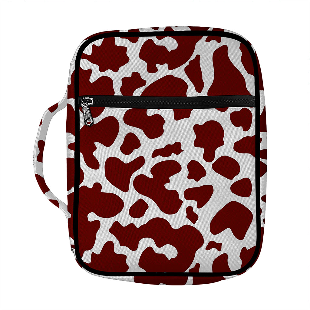 Chocolate Brown And White Cow Print Front Pocket Bible Bag
