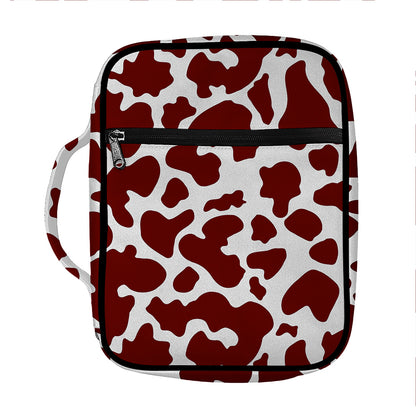 Chocolate Brown And White Cow Print Front Pocket Bible Bag