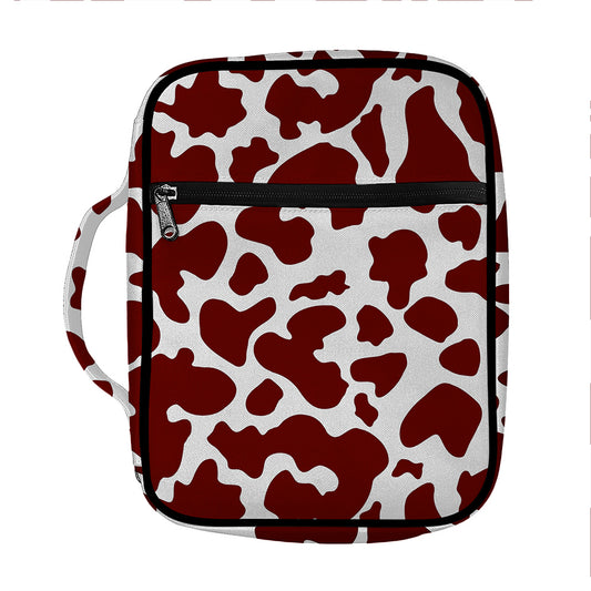 Chocolate Brown And White Cow Print Front Pocket Bible Bag
