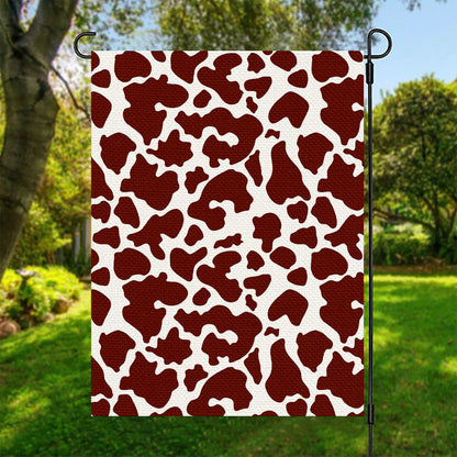 Chocolate Brown And White Cow Print Garden Flag