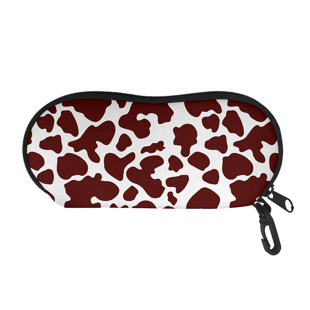Chocolate Brown And White Cow Print Glasses Case