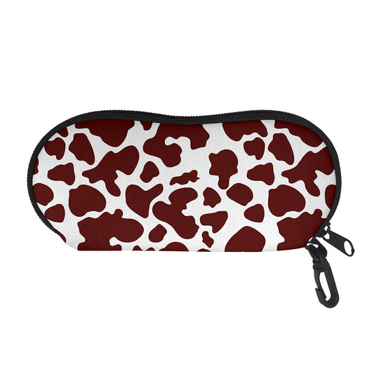Chocolate Brown And White Cow Print Glasses Case