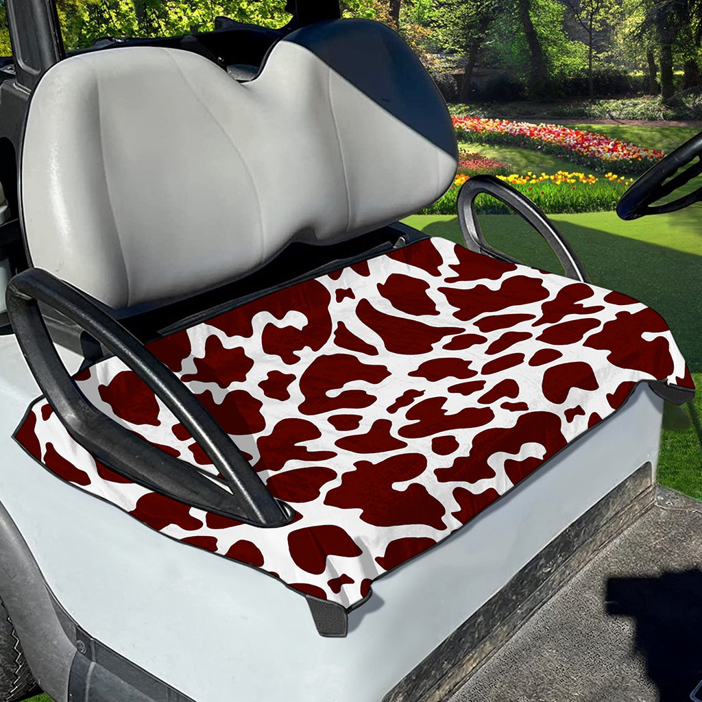 Chocolate Brown And White Cow Print Golf Cart Seat Cover