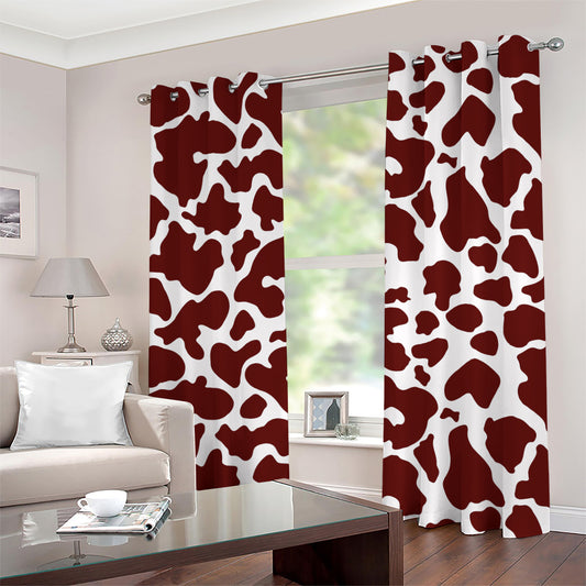Chocolate Brown And White Cow Print Grommet Curtains