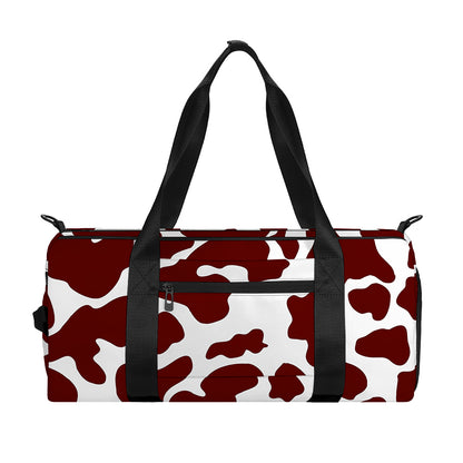 Chocolate Brown And White Cow Print Gym Bag