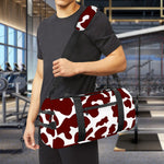 Chocolate Brown And White Cow Print Gym Bag