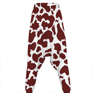 Chocolate Brown And White Cow Print Hammer Pants