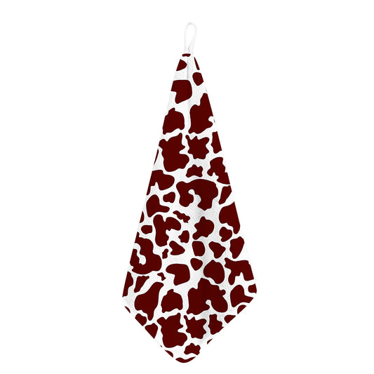 Chocolate Brown And White Cow Print Hand Towel