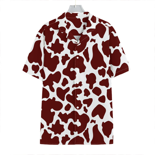 Chocolate Brown And White Cow Print Hawaiian Shirt