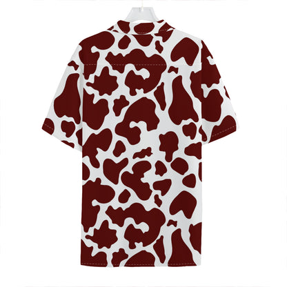 Chocolate Brown And White Cow Print Hawaiian Shirt