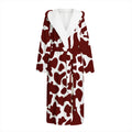 Chocolate Brown And White Cow Print Hooded Bathrobe