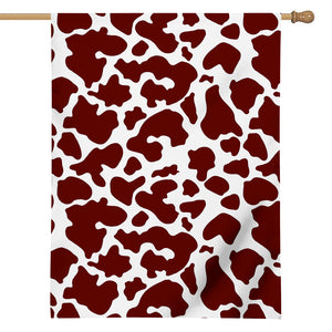 Chocolate Brown And White Cow Print House Flag