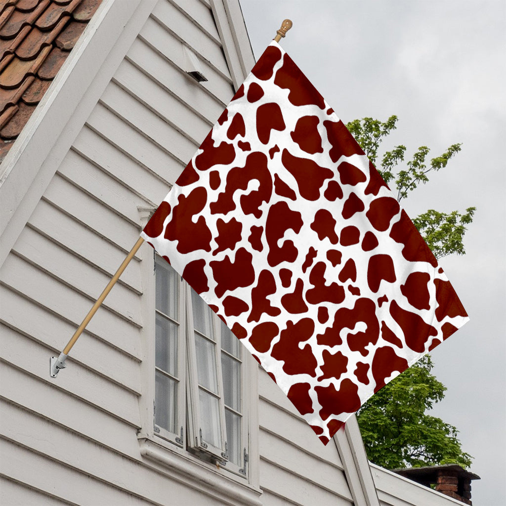 Chocolate Brown And White Cow Print House Flag