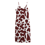 Chocolate Brown And White Cow Print Jersey Midi Cami Dress