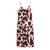 Chocolate Brown And White Cow Print Jersey Midi Cami Dress