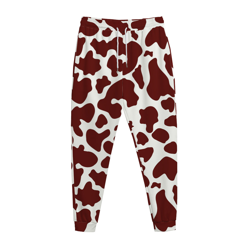 Chocolate Brown And White Cow Print Jogger Pants