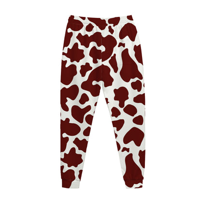 Chocolate Brown And White Cow Print Jogger Pants