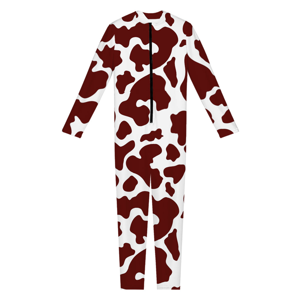 Chocolate Brown And White Cow Print Jumpsuit