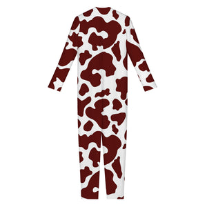 Chocolate Brown And White Cow Print Jumpsuit