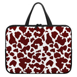 Chocolate Brown And White Cow Print Laptop Sleeve With Handle