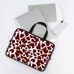 Chocolate Brown And White Cow Print Laptop Sleeve With Handle