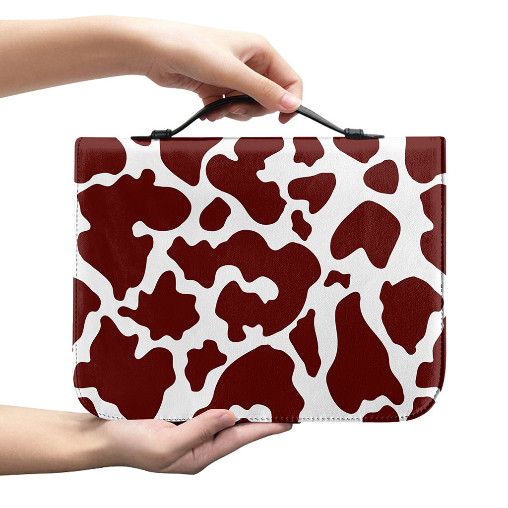 Chocolate Brown And White Cow Print Leather Bible Cover